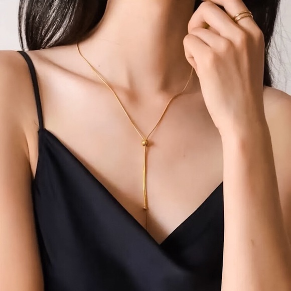 🔵𝟲𝟱%𝗢𝗙𝗙 𝗯𝘂𝗻𝗱𝗹𝗲𝘀 𝟯+🔵 NEW Adjustable Stainless Steel Lariat Necklace - Picture 6 of 15